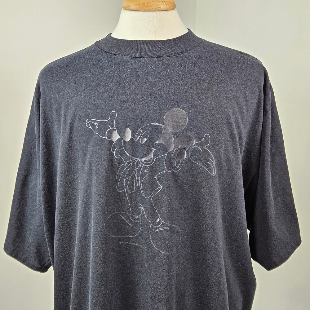 VTG Jostens Mickey Mouse Disney Black T-Shirt Tee | Adult One Size Big‎ and Tall